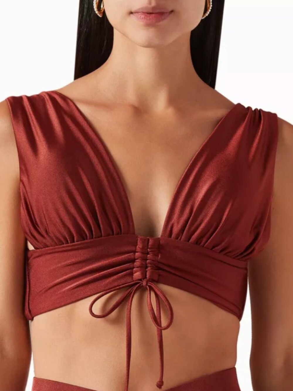 NWT Andrea Iyamah Karo Bikini Top in Chocolate Brown / XS